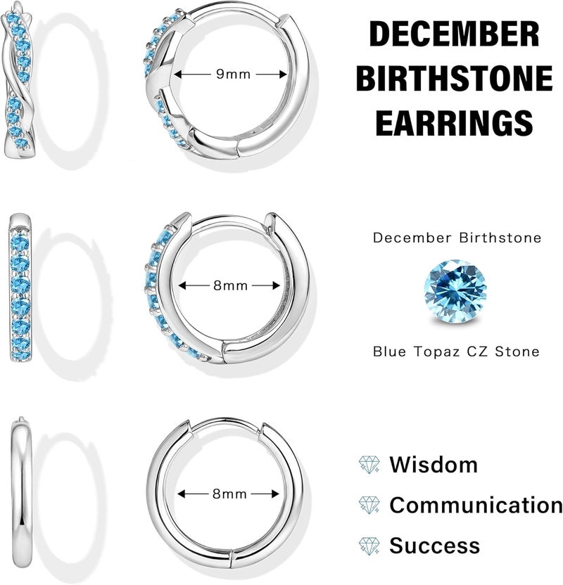 Inerney 14K Gold Plated Huggie Hoop Earrings for Women, Small Sterling Silver Earring Set Hypoallergenic Cartilage Helix Stacks, Mini Dainty Cute Trendy Birthstone Jewelry Gift for Multiple Piercings - Image 3